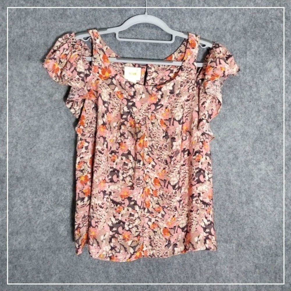 Maeve Top S Cold Shoulder Ruffle Dainty Floral‎  Lightweight Cottage Boho Garden
